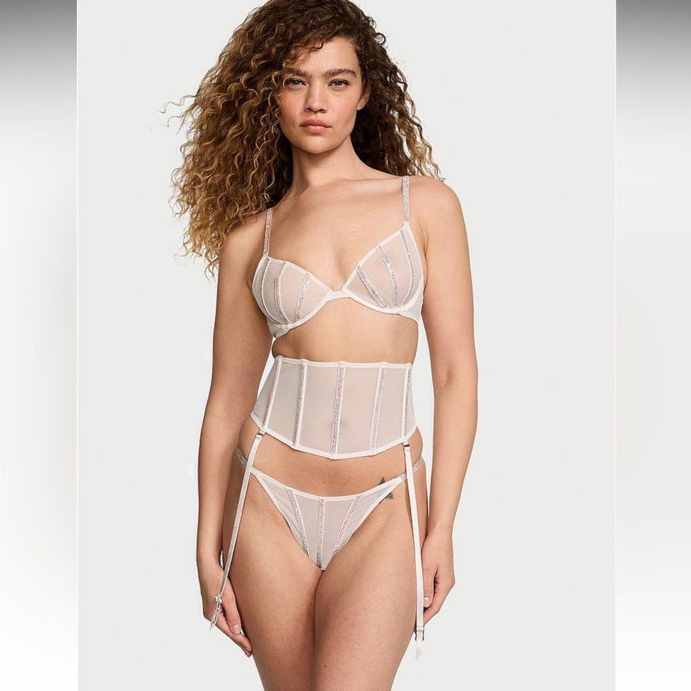 Victoria’s Secret Sheer Shine Waist-Cinching Garter Belt
And Thong Set